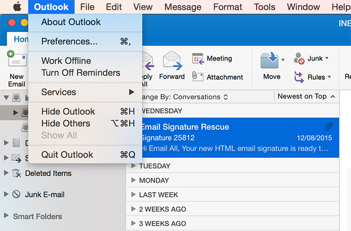 add signature to outolook for mac 2016 email